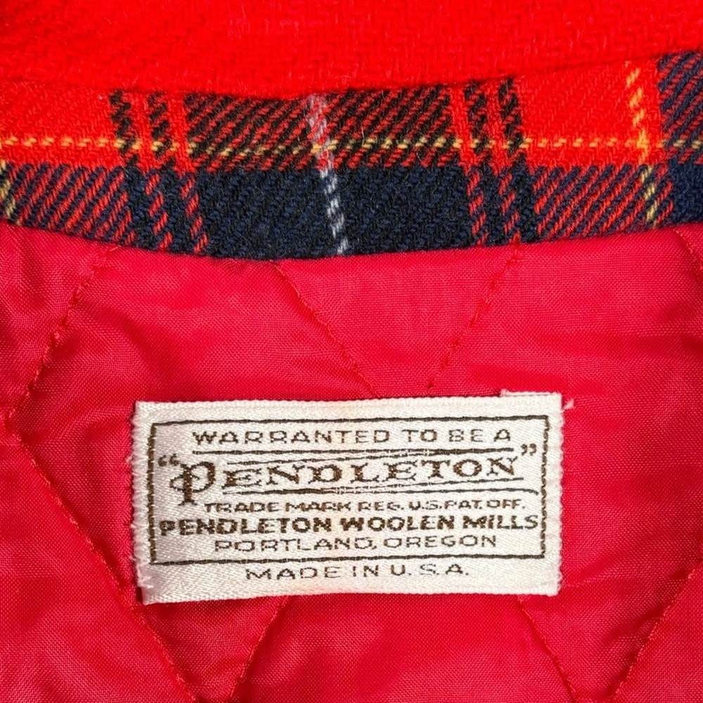 Vintage Pendleton Wool Duffle Jacket Coat Sz Medium Red Winter Plaid Preppy Twee - Picture 10 of 15